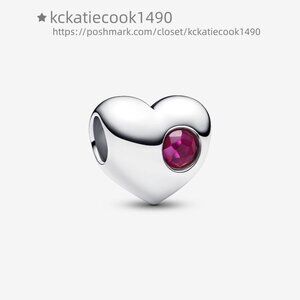 Pandora Engravable True Red Stone Heart Charm